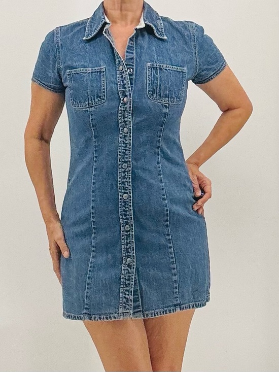 GAP Dresses & Skirts - Gap Vintage Y2K Heritage Americana Classic Denim Snap Button Mini Shirt Dress